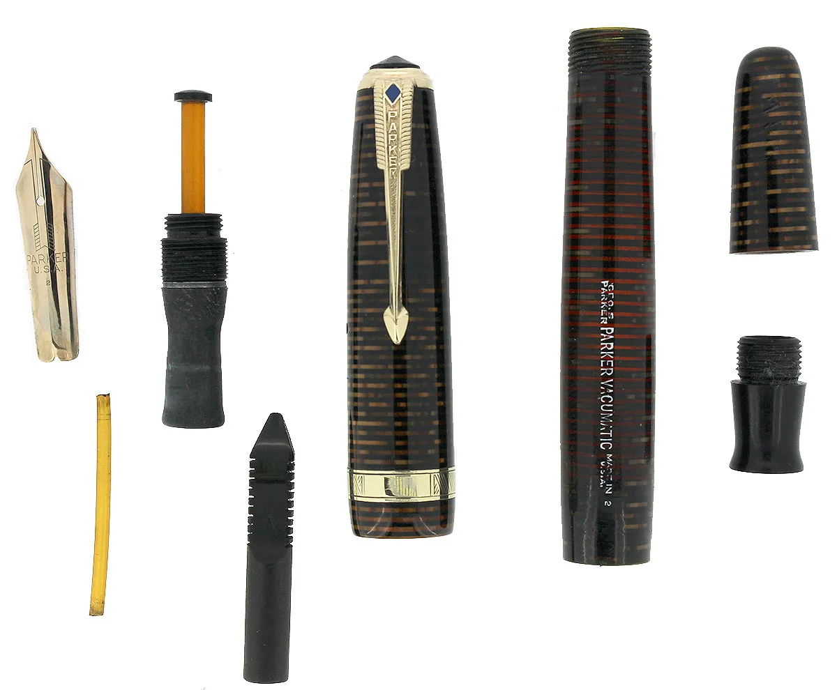 1942 PARKER GOLDEN PEARL VACUMATIC FOUNTAIN PEN LONG MAJOR RESTORED - COLLECTOR ALERT