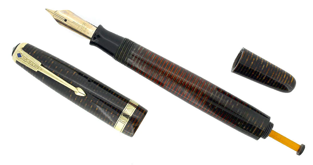 1942 PARKER GOLDEN PEARL VACUMATIC FOUNTAIN PEN LONG MAJOR RESTORED - COLLECTOR ALERT