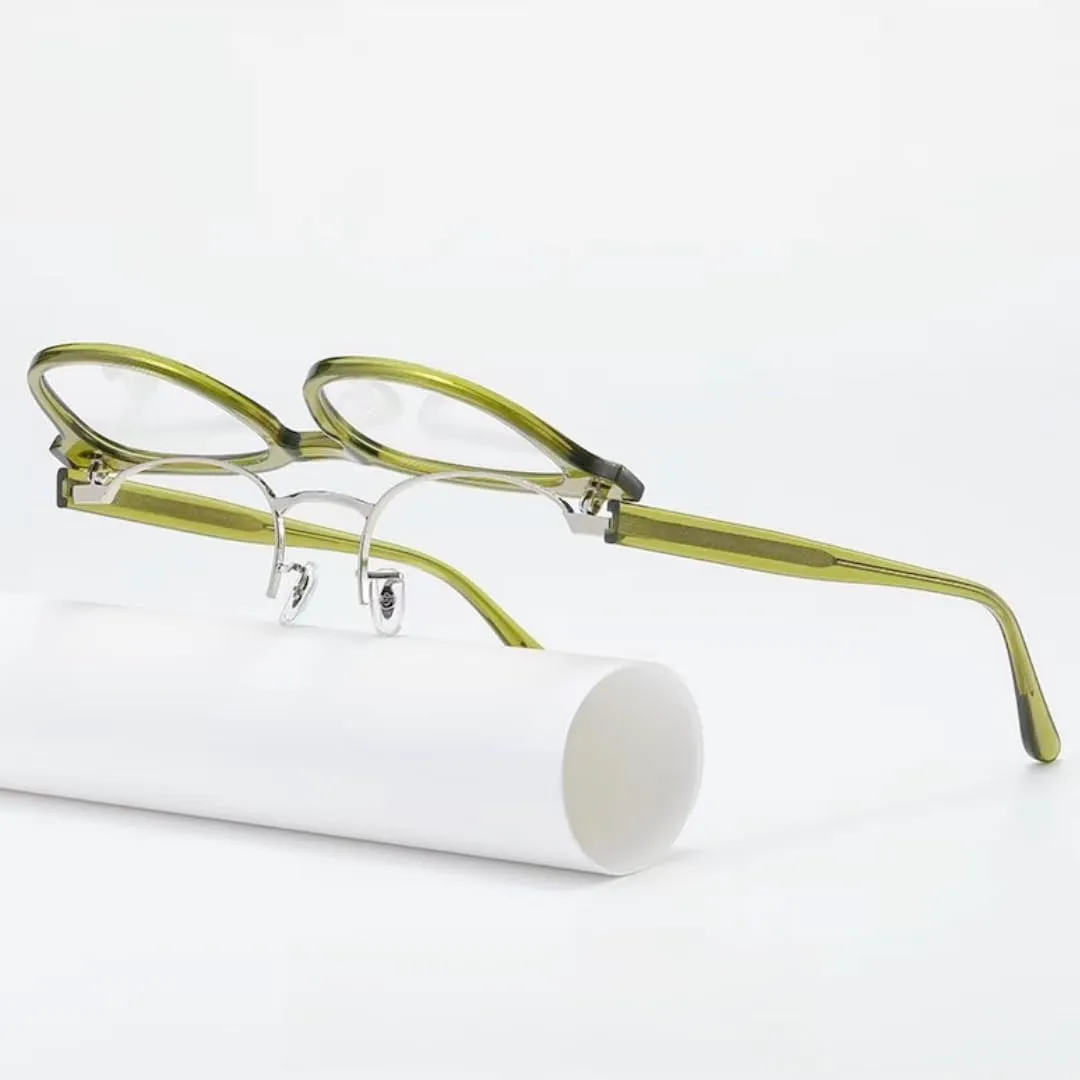 Acetate Round Trendy Flip Up Full Rim Vintage Eyeglass Frames Metal Hinges Unisex for Men Women