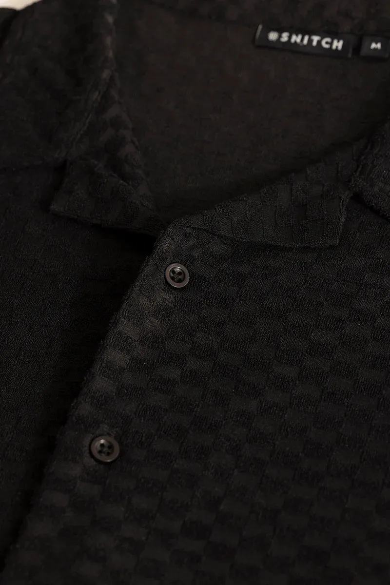 Black Self-Design Cuban Shirt