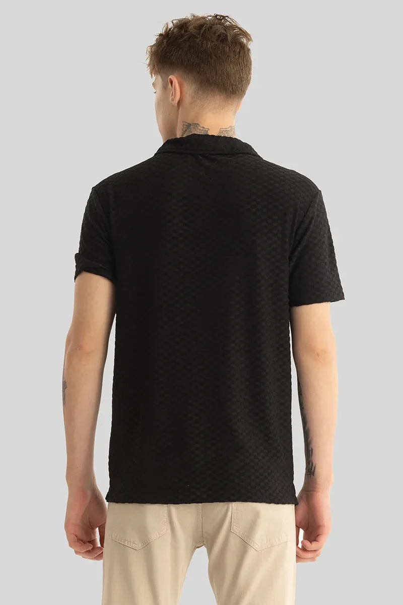 Black Self-Design Cuban Shirt