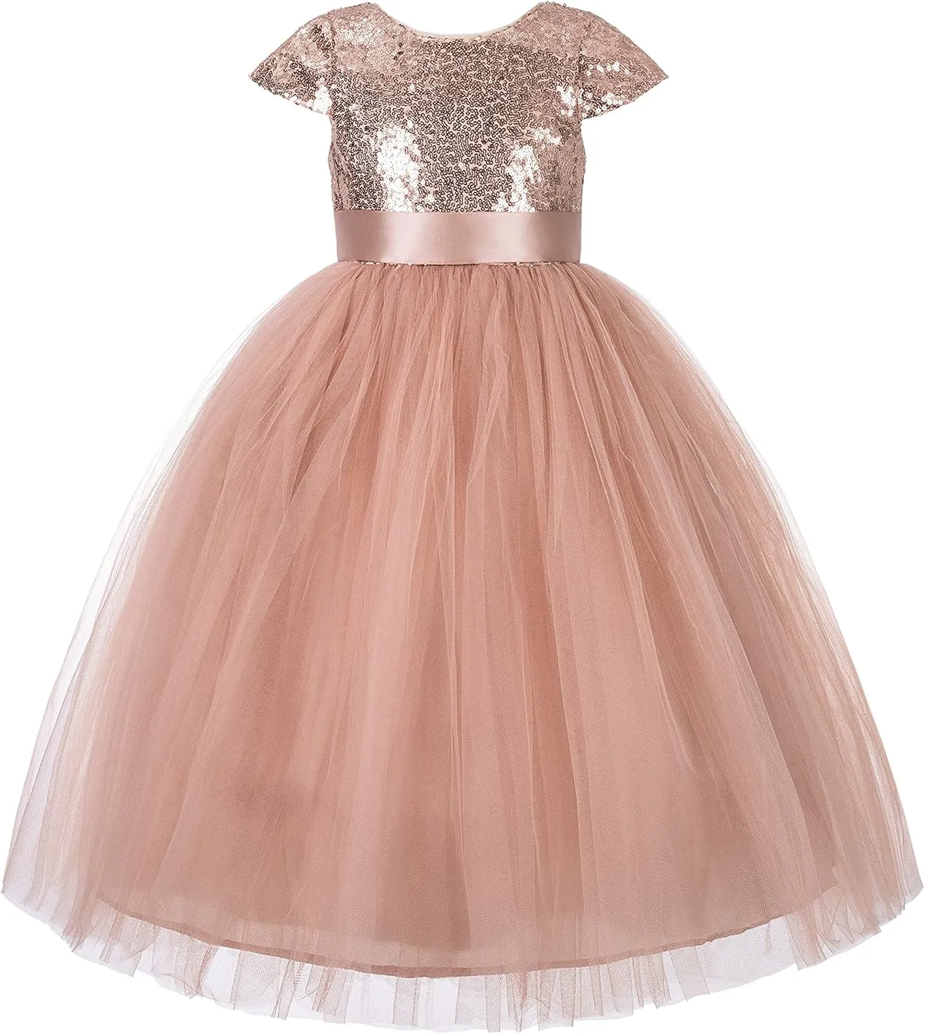 ekidsbridal Cap Sleeves Sequin Flower Girl Dress Photoshoot Dresses for Toddler Girl 211