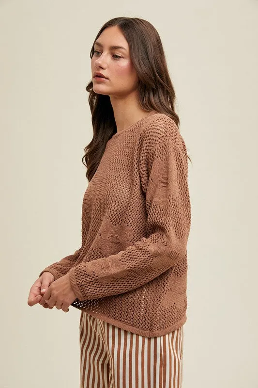 Flower Power Open Knit Sweater