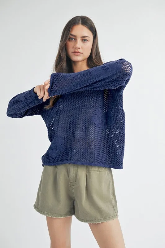 Flower Power Open Knit Sweater
