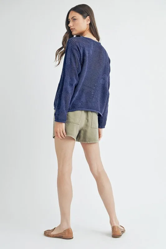 Flower Power Open Knit Sweater
