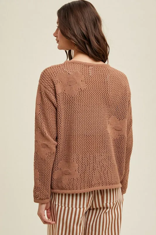Flower Power Open Knit Sweater