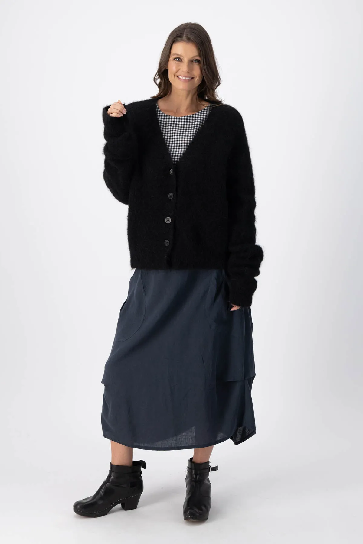 In Transit Cardigan Black in Alpaca