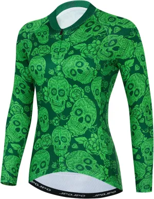 JPOJPO Women's Cycling Jersey Autumn Long Sleeve Bike Jacket Shirt Bicycle Clothing Reflective Tops