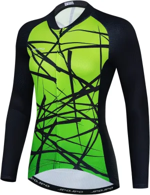 JPOJPO Women's Cycling Jersey Autumn Long Sleeve Bike Jacket Shirt Bicycle Clothing Reflective Tops