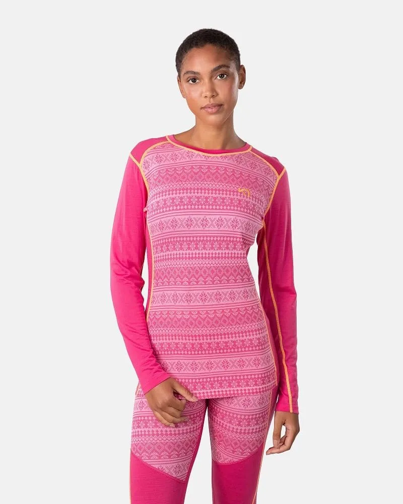 Kari Traa Mina Long Sleeve Women's Base Layer Top- Polyester Blend Fitted Long Sleeve Knit Thermal Shirt