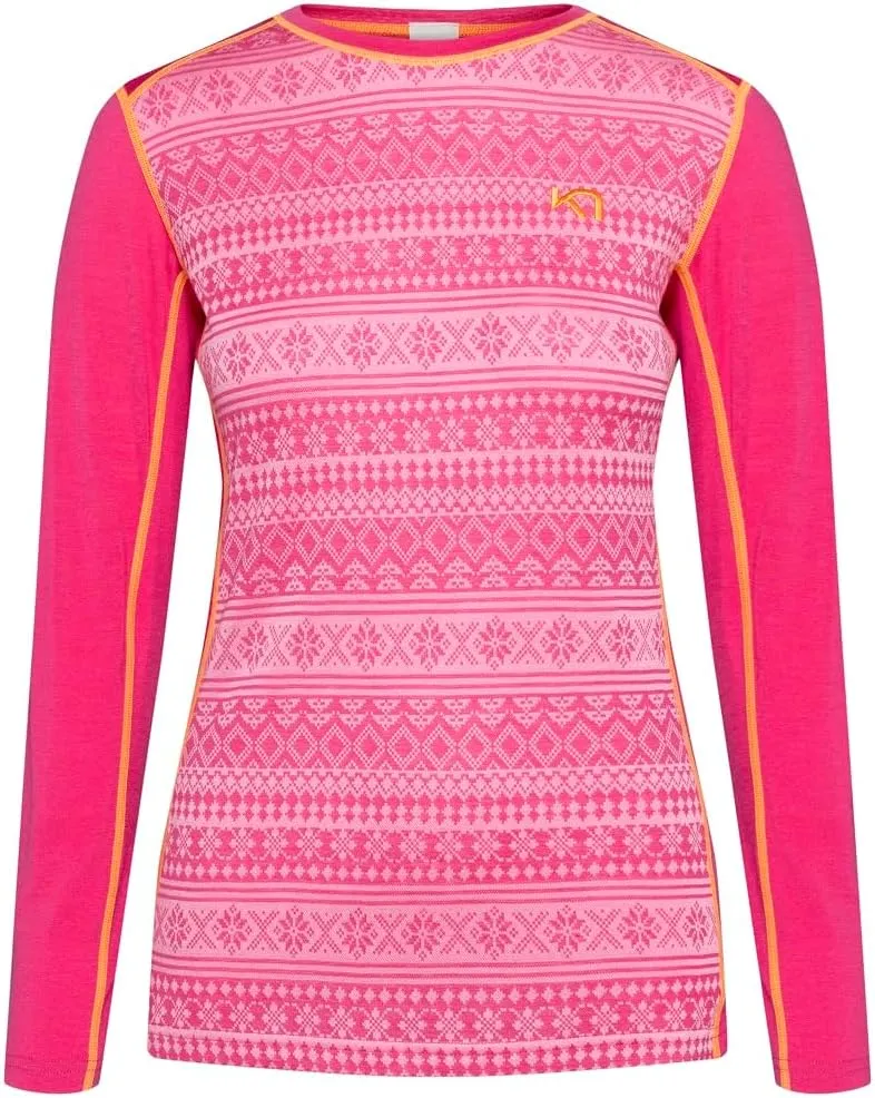 Kari Traa Mina Long Sleeve Women's Base Layer Top- Polyester Blend Fitted Long Sleeve Knit Thermal Shirt
