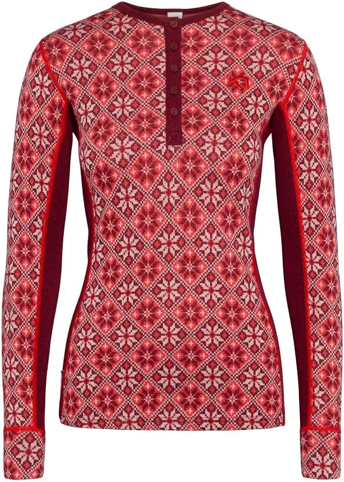 Kari Traa Rose Long Sleeve Women's Base Layer Top - 100% Merino Wool Fitted Knit Thermal Shirt