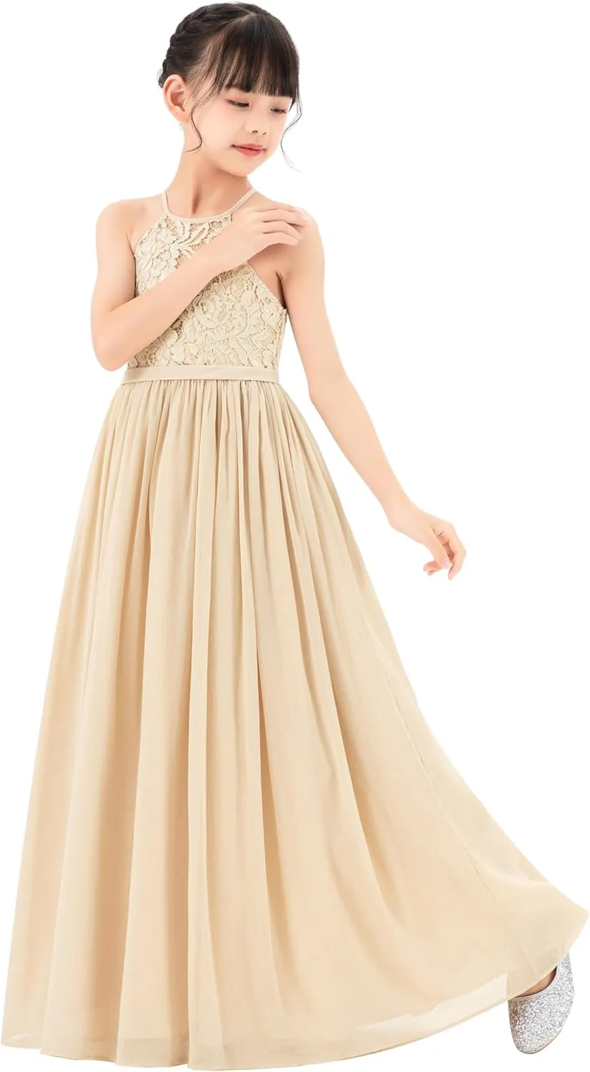 Lace Keyhole Back Flower Girl Dresses Wedding Reception Junior Pageants HLB