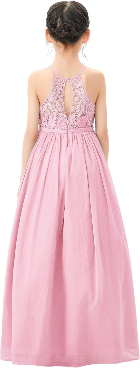 Lace Keyhole Back Flower Girl Dresses Wedding Reception Junior Pageants HLB