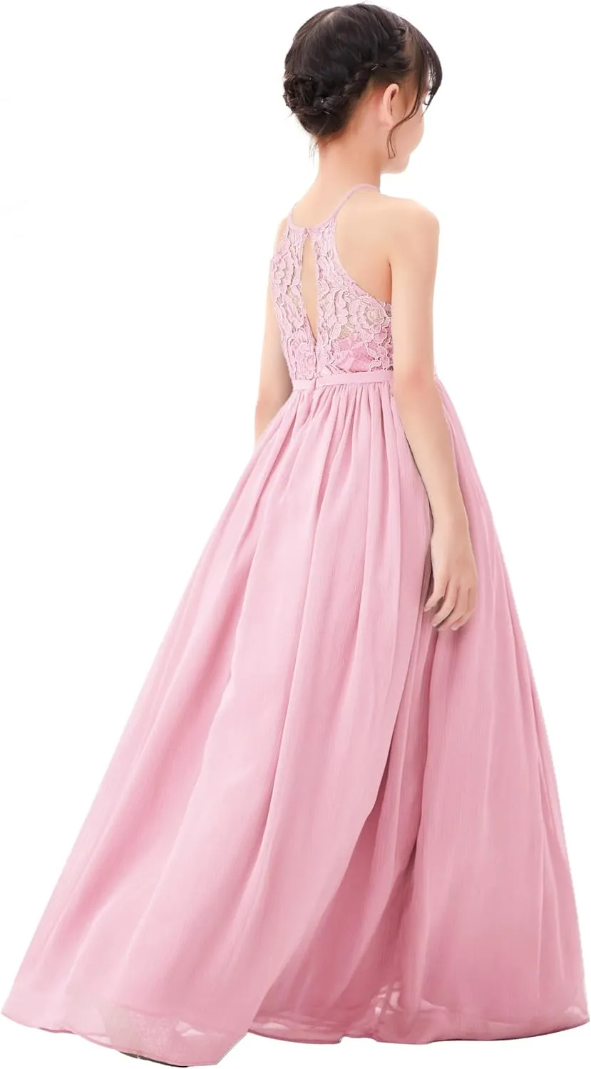 Lace Keyhole Back Flower Girl Dresses Wedding Reception Junior Pageants HLB