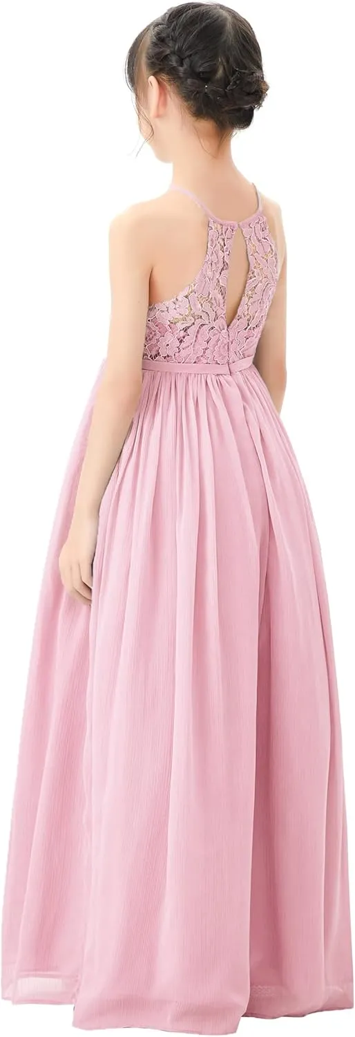 Lace Keyhole Back Flower Girl Dresses Wedding Reception Junior Pageants HLB