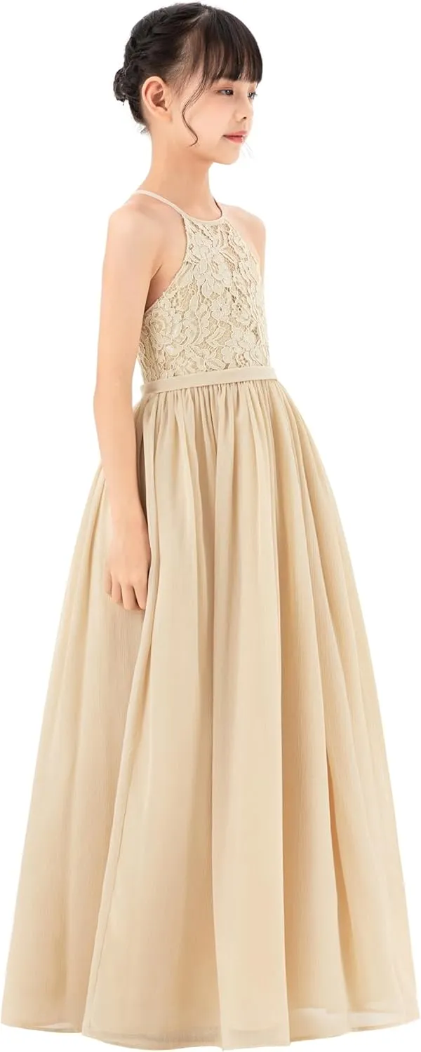 Lace Keyhole Back Flower Girl Dresses Wedding Reception Junior Pageants HLB