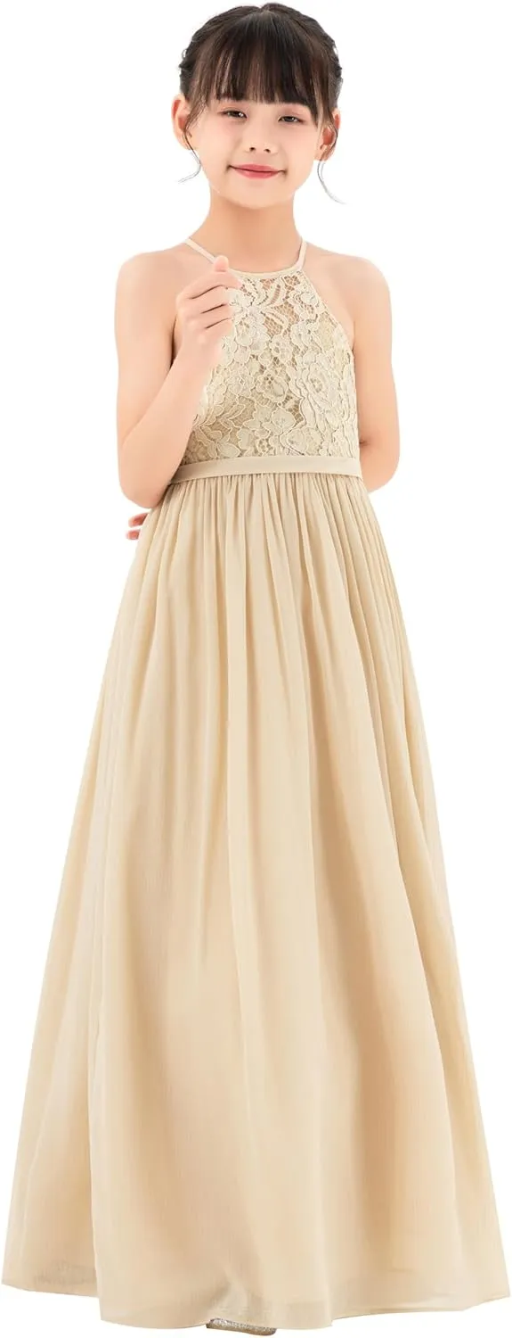 Lace Keyhole Back Flower Girl Dresses Wedding Reception Junior Pageants HLB
