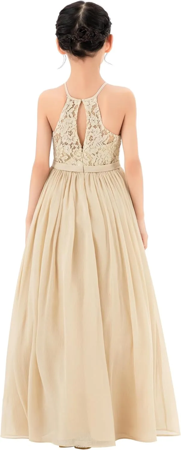 Lace Keyhole Back Flower Girl Dresses Wedding Reception Junior Pageants HLB