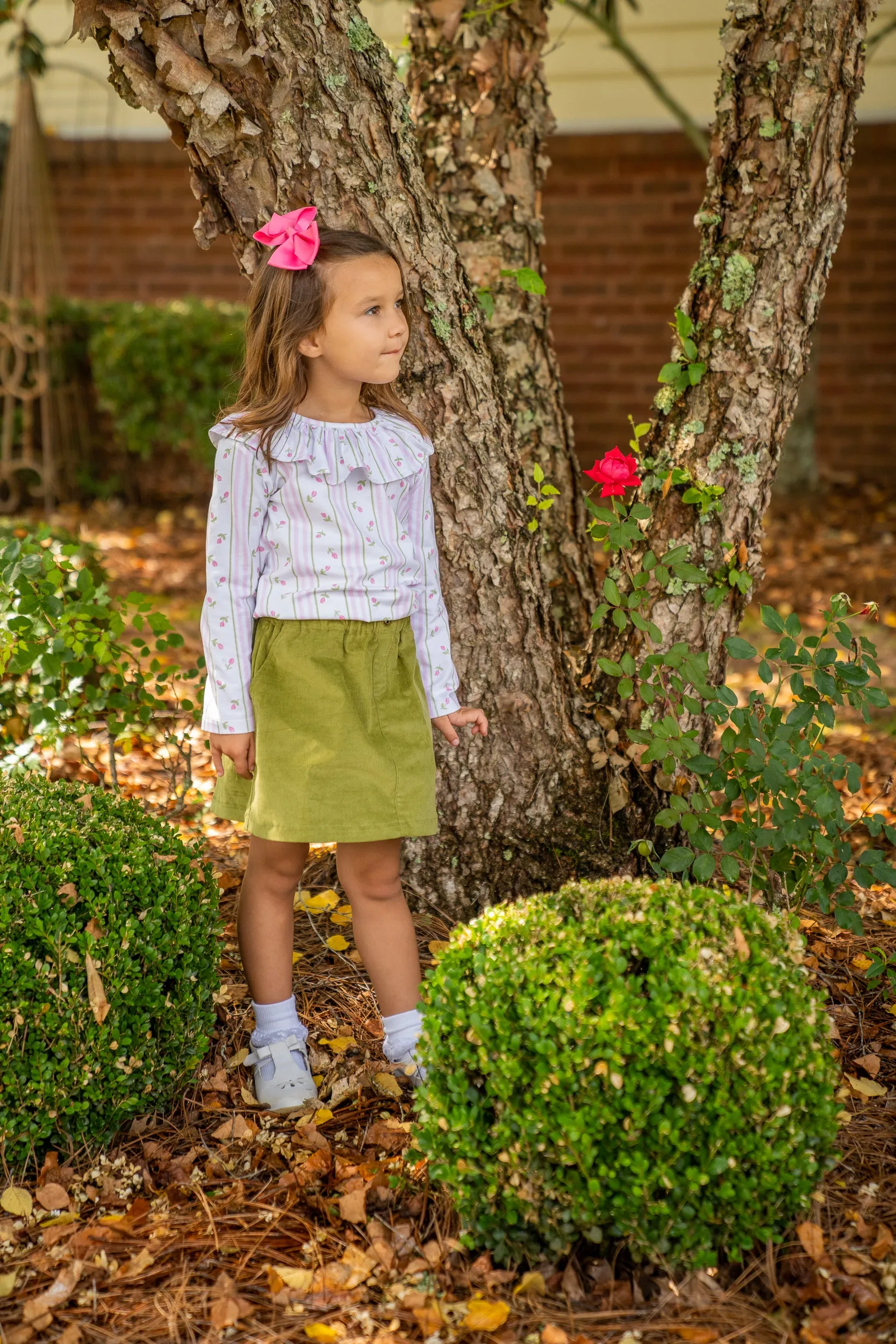 Larrison Striped Tulip Ruffle Collar Shirt
