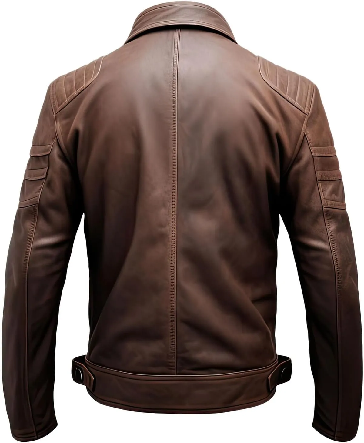 Mens Brown Genuine Sheepskin Leather Jacket, Stand Collar, Soft & Smooth, Casual Biker Caf Racer Moto Outfit