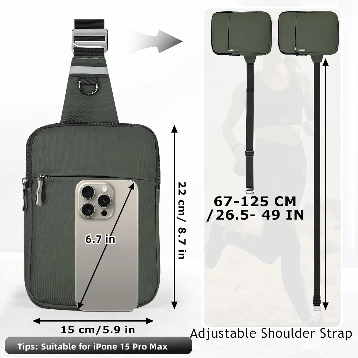 Mini Sling Bag for Women Men, Crossbody Bags Chest Bag Dual Pocket RFID Cell Phone Purse Travel Running Walking