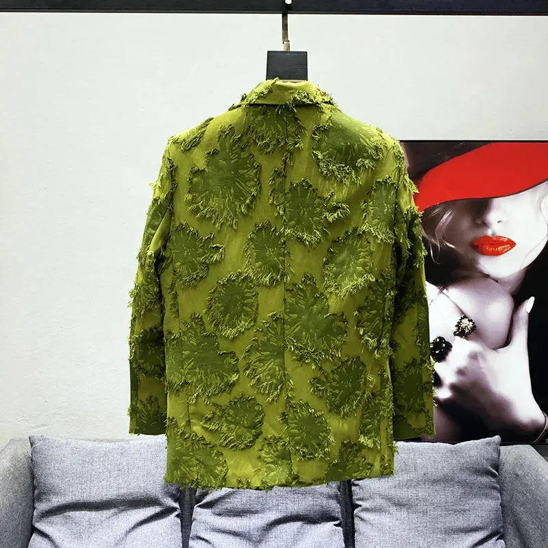 Patchwork Single-Breasted Polyester Blazer