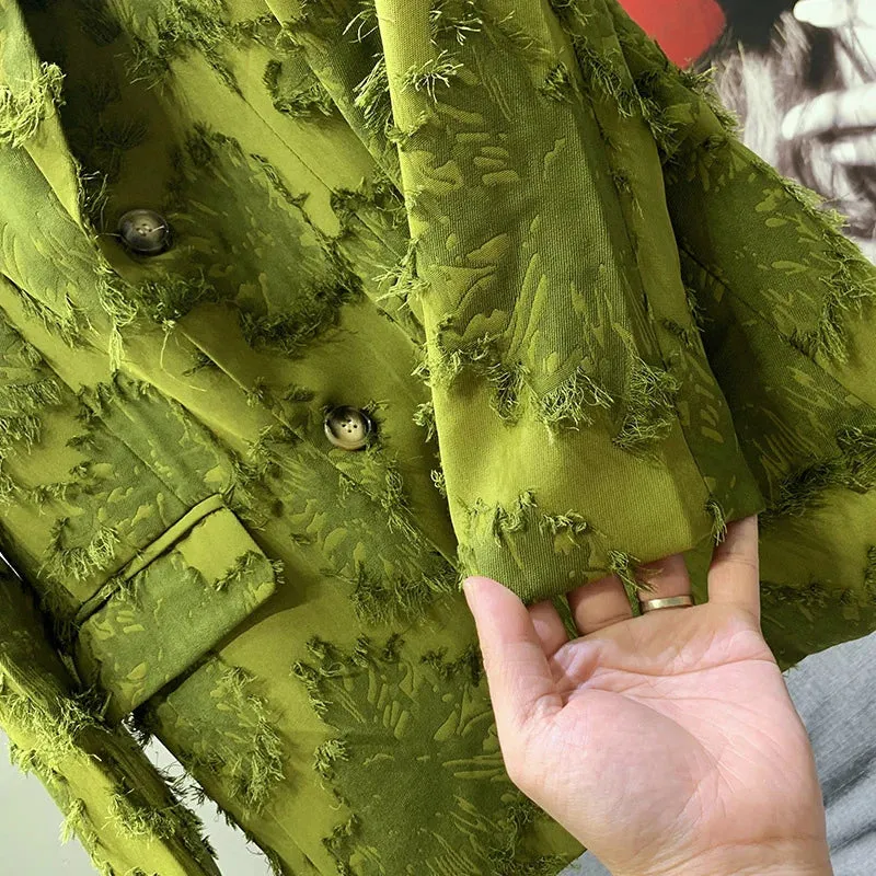Patchwork Single-Breasted Polyester Blazer