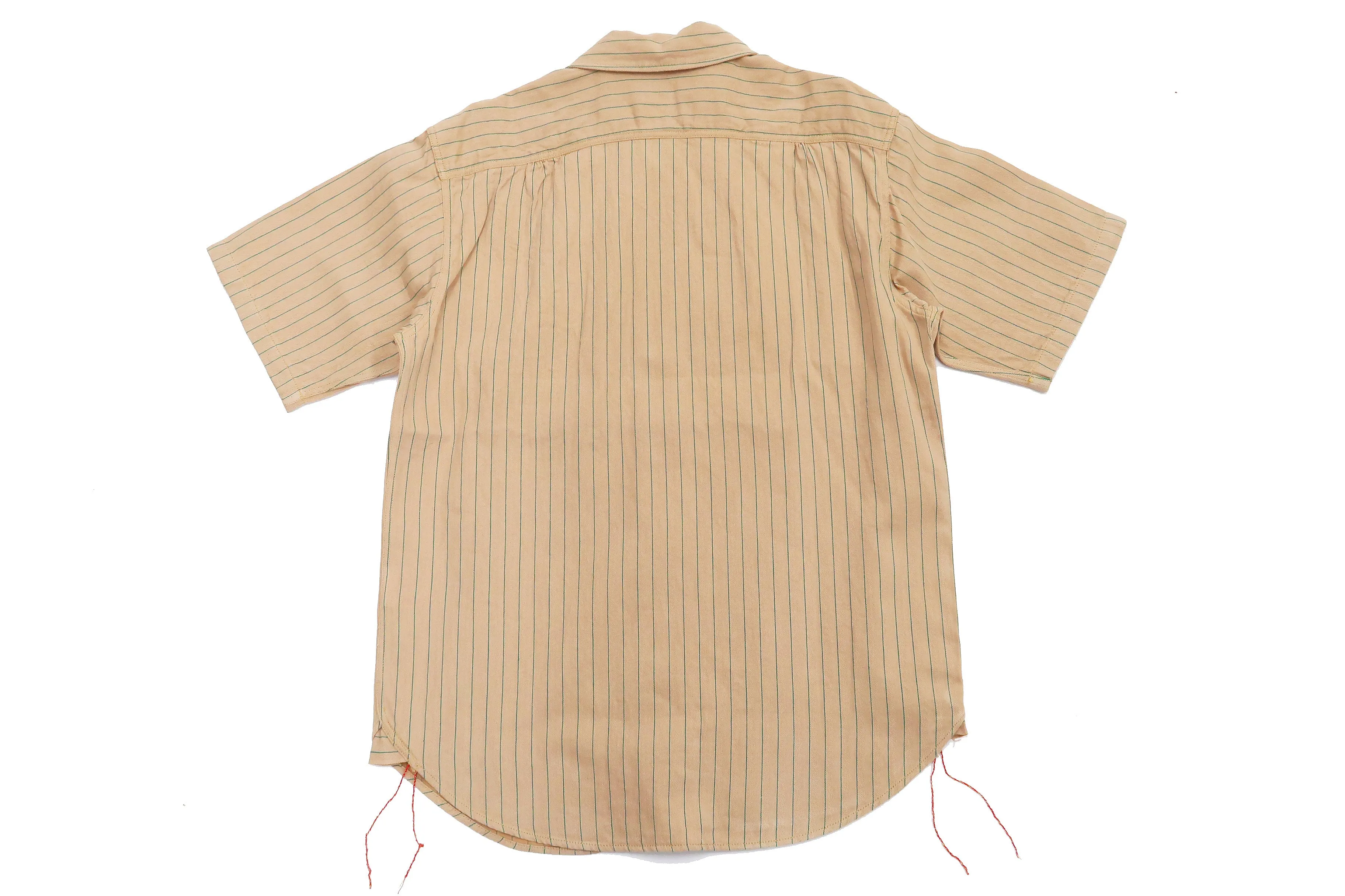 Sugar Cane Shirt Men's Vertical Striped Short Sleeve Button Up Shirt Work Shirt SC38699 133 Beige