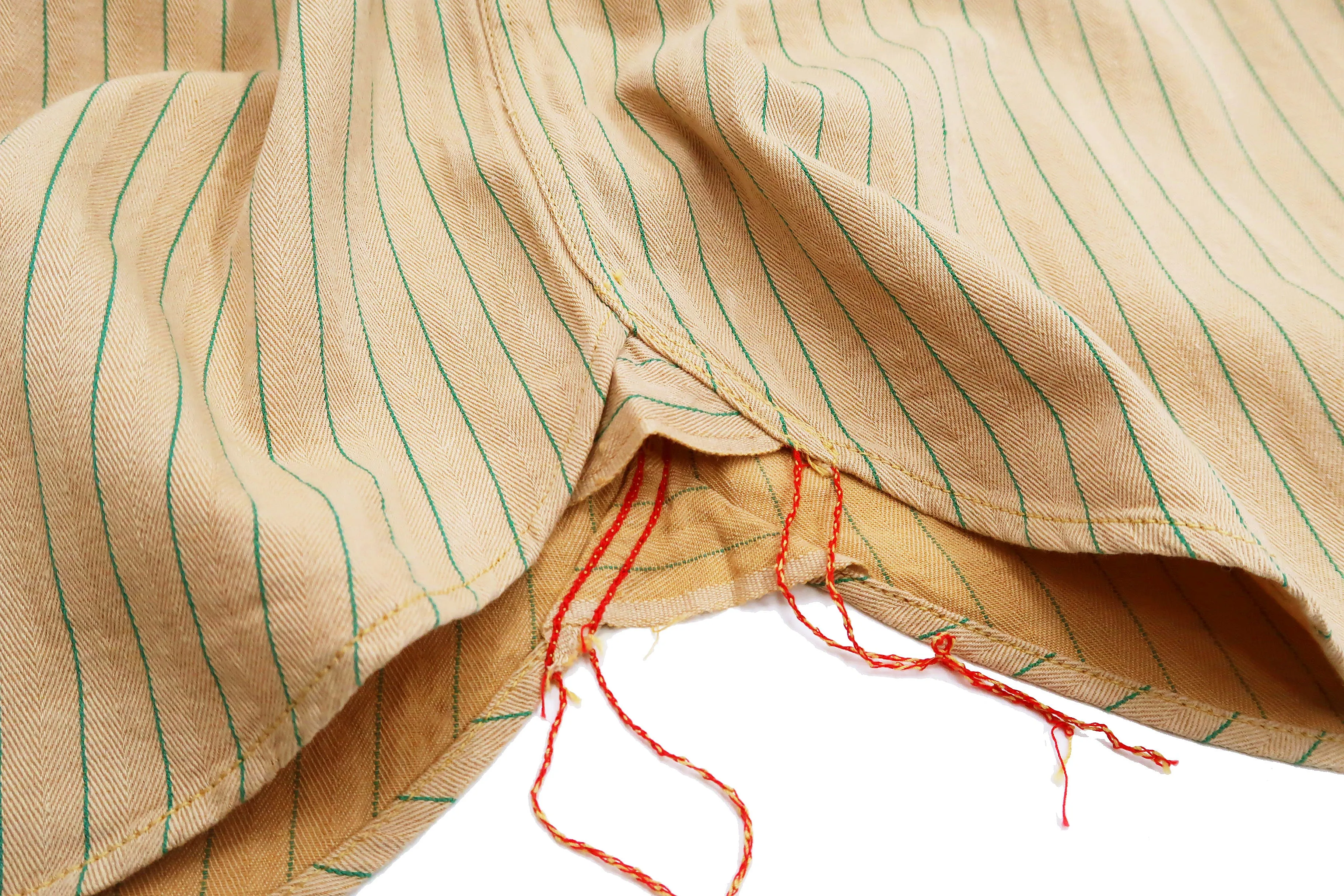 Sugar Cane Shirt Men's Vertical Striped Short Sleeve Button Up Shirt Work Shirt SC38699 133 Beige