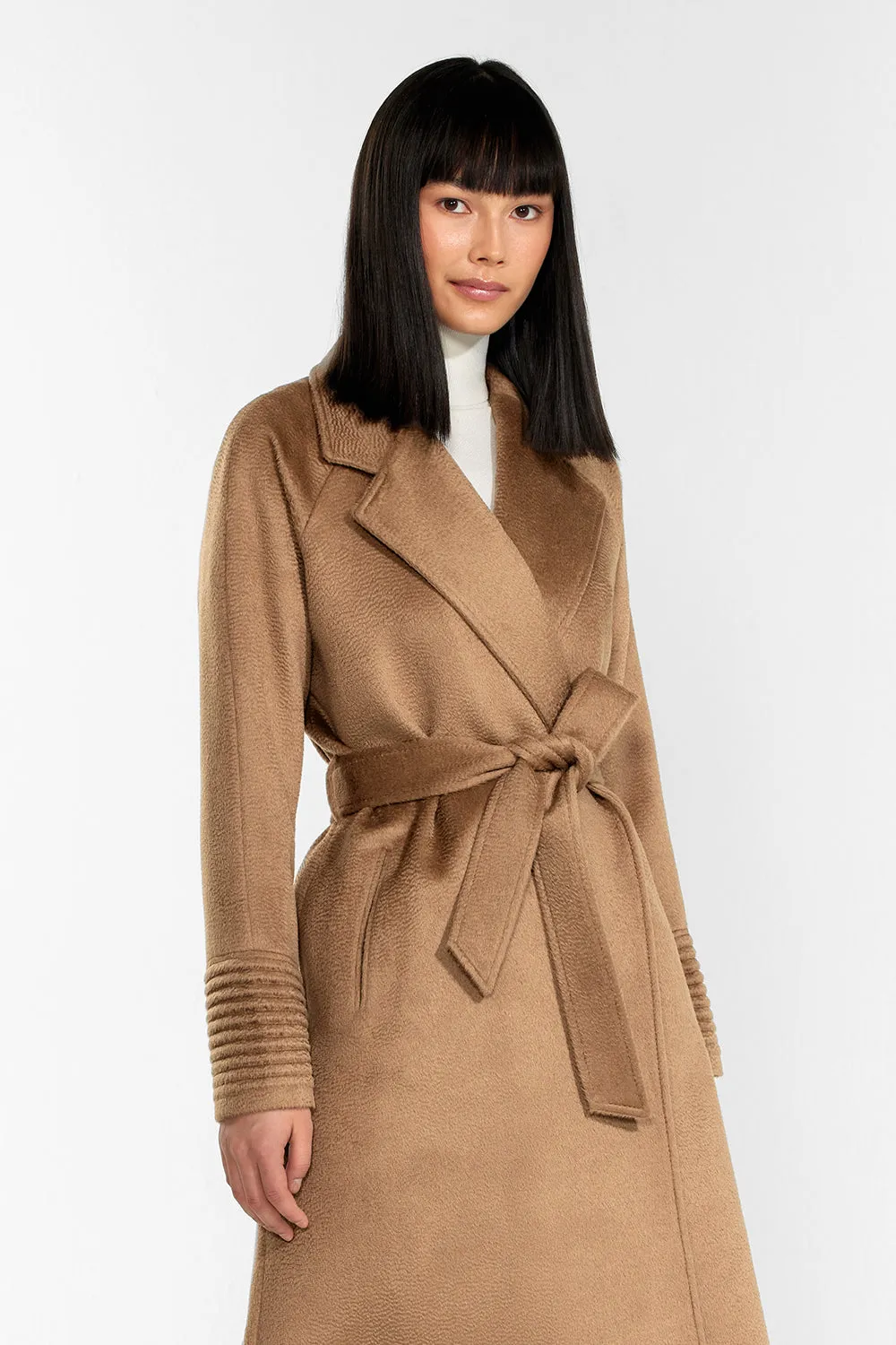 Suri Alpaca Long Notched Collar Raglan Sleeve Wrap Coat