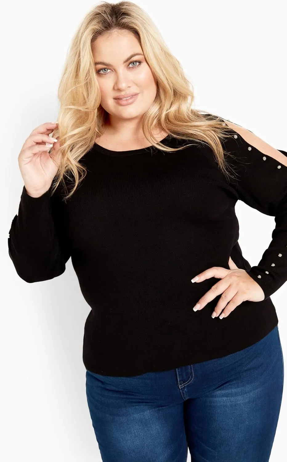 Women's Cold Shoulder Full Length Sleeves Sweater