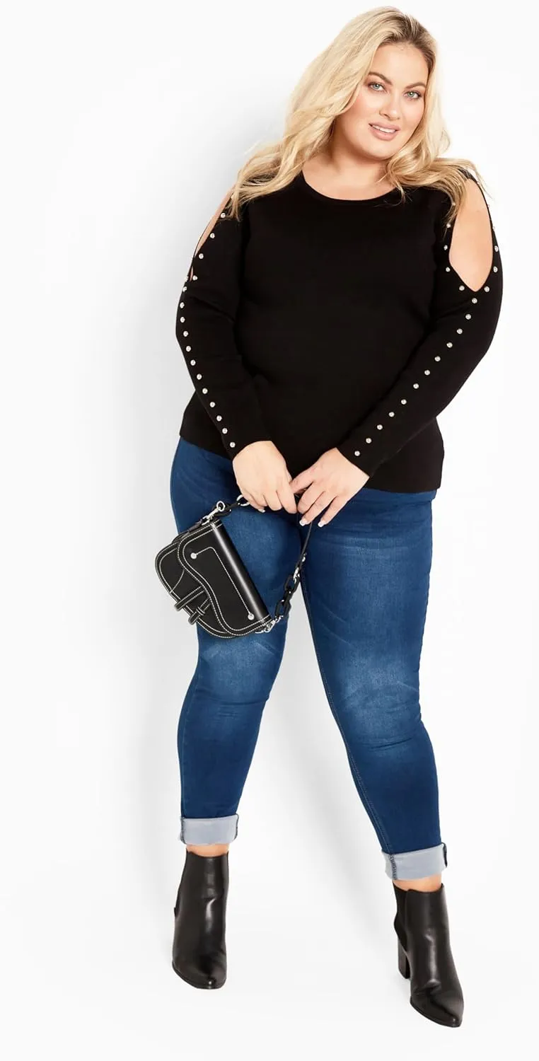 Women's Cold Shoulder Full Length Sleeves Sweater
