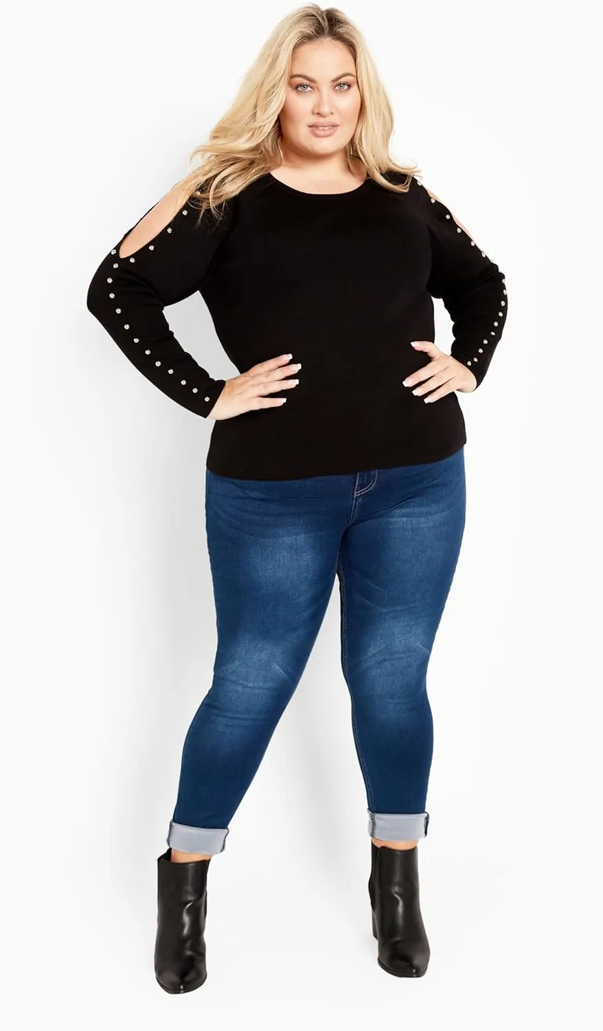 Women's Cold Shoulder Full Length Sleeves Sweater