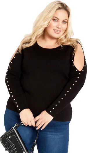 Women's Cold Shoulder Full Length Sleeves Sweater