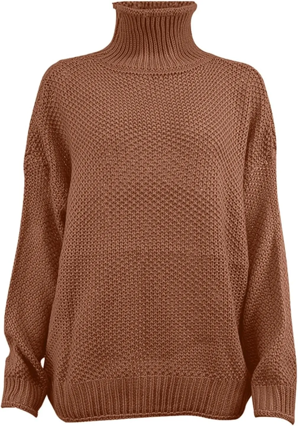 Women's Turtleneck Long Sleeve Sweater Fall Winter Soft Thick Cable Knit Sweaters Thermal UnderweaPullover Tops