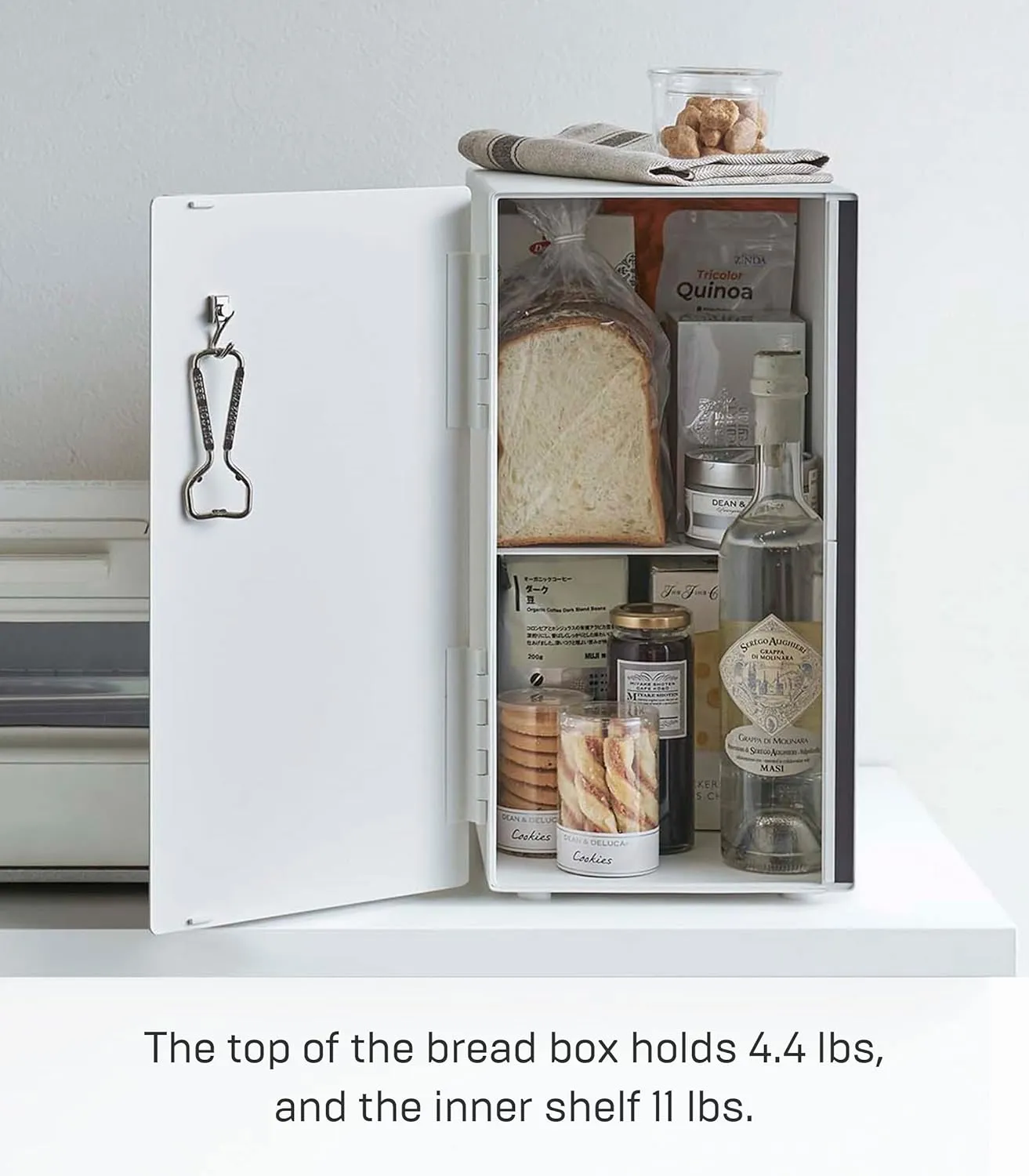 Yamazaki Home Tower Bread Box Keeper Holder Container, Metal Bread Holder Saver, Slim Space Saving Counter Storage - Vertical - Steel