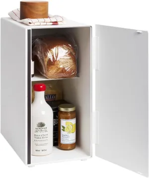 Yamazaki Home Tower Bread Box Keeper Holder Container, Metal Bread Holder Saver, Slim Space Saving Counter Storage - Vertical - Steel